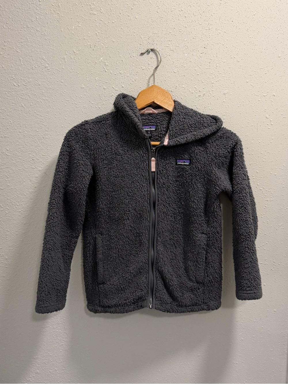 Patagonia Kids Gray Fleece Hooded Full
Zip Jacket Size Medium